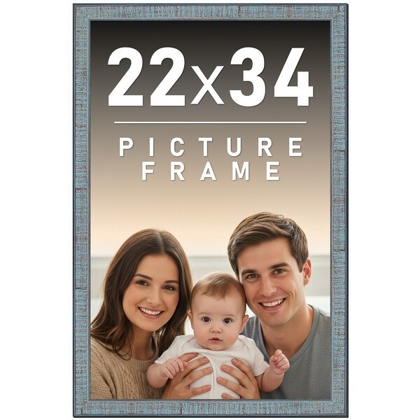 22x34 Frame Rustic Sky Blue Solid Wood Picture Frame | 0.75 Inch